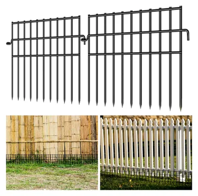 Produktbild von 25 Stück Metall Gartenzaun, dekorative Zaunelemente für den Garten, Absperrzaun für Tiere, Zaun für Hunde (825CM(L) X 43CM(H))