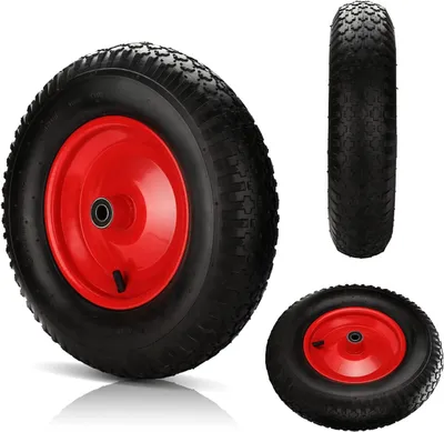 Produktbild von Luftbereiftes Schubkarrenrad mit Achse, 4.80 4.00-8, Ø 390 mm, Ersatzrad für Schubkarre