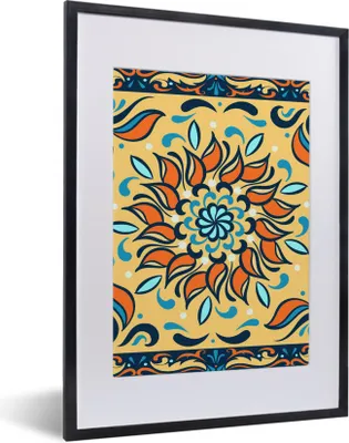 Produktbild von MuchoWow® MuchoWow® Gerahmtes Poster Sonnenblume - Blätter - Orange - Gelb 30x40 cm - Poster mit zchwarzem Bilderrahmen - Wandposter Schlafzimmer