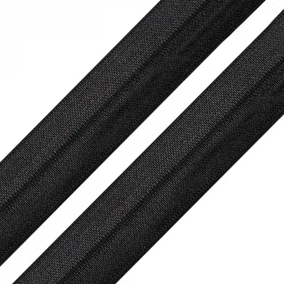 1m Einfassband 20mm hochelastisch gefalzt Meterware Faltgummi schwarz