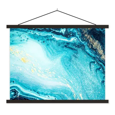 Produktbild von MuchoWow® Textilposter Marmoroptik - Blau - Gold - Luxe - Glitzer - Marmor 60x45 cm mit schwarzem Rahmen - Poster Schlafzimmer