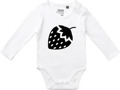 Produktbild von Huuraa Baby Body Erdbeere Strawberry 74 White  Baumwolle Fairtrade Langarmbody Geschenkidee