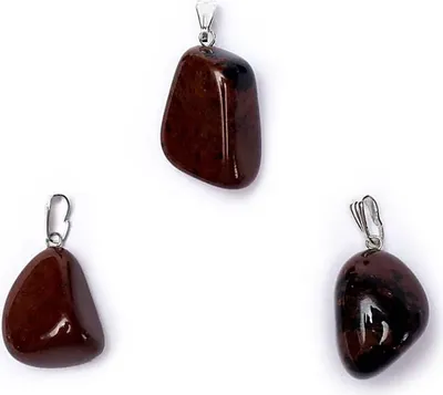 Immagine prodotto di Ciondolo In Mogano Con Pietra Preziosa Ossidiana Forata A Perno - ±1-2.5 Cm Confezione Da 5 Pz