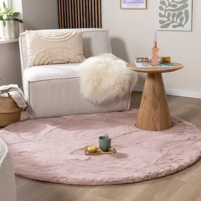 Produktbild von Volero - Hochflor Teppich Rund - Comfy Supreme Rosa - Ø 230 cm - Wohnzimmer, Esszimmer, Schlafzimmer - Ländlich, Modern, Skandinavisch