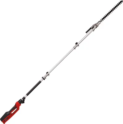 A long pole hedge trimmer is shown against a white background.