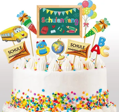 Obrázek produktu pro balení 12 topperů na cupcake zpět do školy dekorace na párty zpět do školy