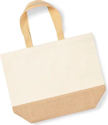 Produktbild von Westford Mill Canvas-Tragetasche mit Jute-Boden, XL PC3659 (Einheitsgröße) (Natur)