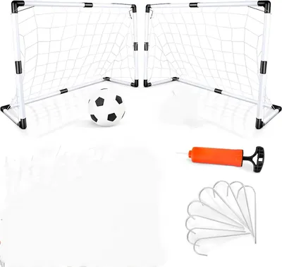 Produktbild von 2er Set Kinder Fußballtore mit Fußball,Tore und Pumpe Fussball Interaktiv Minitore Spielzeug Sportspaß für Garten Indoor