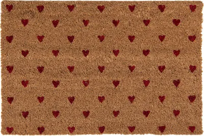 Produktbild von Clayre & Eef Fußmatte 60x40 cm Braun Kokosnuss Herzen