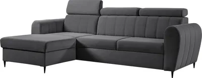 Produktbild von MIRJAN24 Ecksofa Forio Mini, Eckcouch mit Bettkasten und Schlaffunktion, Einstellbare Kopfstützen, Schwarze Metallfüße (Farbe: Kronos 22, Seite: Links)