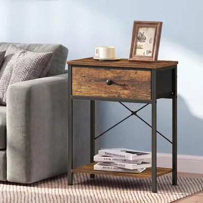 Produktbild von SONGMICS Bestelltisch mit Schublade, Nachtschrank mit Ablage, Nachttisch für Wohnzimmer, Schlafzimmer, Holz, braun