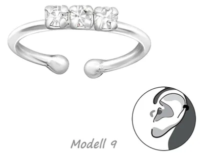 Produktbild von Ohrklemme Silber 925: Ear Cuff Ohrring ohne Loch / Ohrmanschette Modell 9