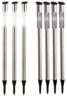 Produktbild von 7er Set LED Solar Steckleuchte, Edelstahl, Erdspieß, H 70 cm