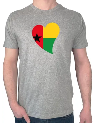 Produktbild von Huuraa Herren T-Shirt Guinea-Bissau Flagge Herz XL Sport Grey Bio Baumwolle Fairtrade Herrenshirt Geschenkidee