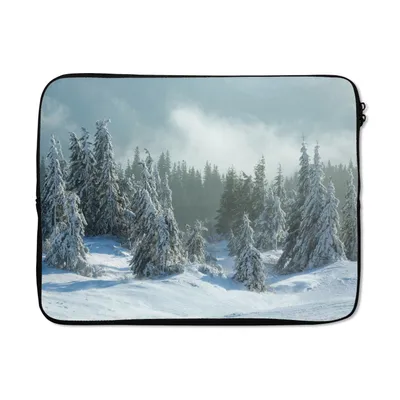 Produktbild von MuchoWow® Laptop Hülle 15 Zoll Wald - Schnee - Winter Laptoptasche - Laptoptasche - Sleeve - Rundum-Schutz