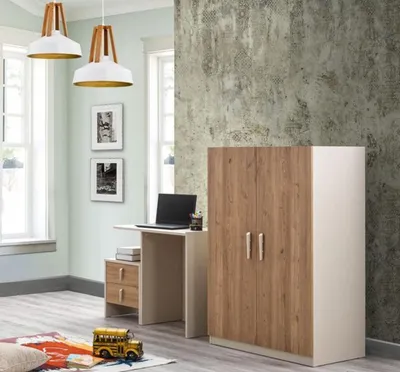 Zdjęcie produktu dla Elegancki 3-częściowy zestaw drewnianych mebli do sypialni w kolorze brązowym