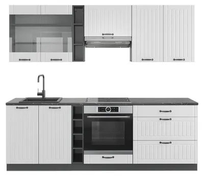 Image de Cuisine Vicco Fame-Line Blanc cottage/anthracite 235cm sans PT, Model 38751