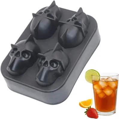 Image de Moules pour glaçons en forme de crâne - Glaçons réutilisables - Pour rafraîchir les boissons - Forme créative de crâne - 12 x 8 x 4,5 cm - A