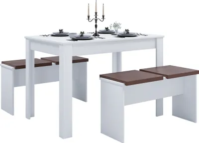 Produktbild von VCM Essgruppe | Küchentisch Set |Tischgruppe | Maße Tisch ca. H. 75 x B. 110 x T. 70 cm | Mit zwei Sitzbänke | Esstisch Set - Esal XL