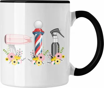 Produktbild von Trendation - Friseurin Tasse Geschenk Schere Grafik Frisörin Geschenkidee Geburtstag Weihnachten 3 Grafik Hair Stylistin (Schwarz)