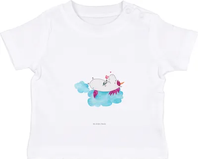 Produktbild von Mr. & Mrs. Panda Babyshirt Einhorn Verliebt 12. - 18. Monat - Weiß - Geschenk, Unicorn, Wolke, Baby Top, T-Shirt, , Freundin, Oberteil, Kinder, Einhörner, Liebe