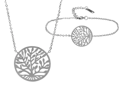 Produktbild von Akzent Schmuckset aus Edelstahl mit Kette und Armband in silberfarbig