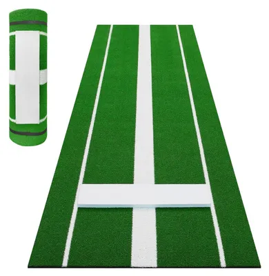 Produktbild von Softball/Baseball Pitching-Matte - Trainingsmatte - Größe 305 x 91 cm - Rutschfest - Dicker Kunstrasen - Gummibasis - Indoor/Outdoor - Grün