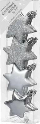Produktbild von Christbaumschmuck Sterne 6cm Kunststoff 8er Set - Silber