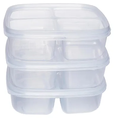 Meal Prep Boxen, 3 Fächer, 2er-Set, 1,6 l, BPA-frei, mikrowellengeeignet