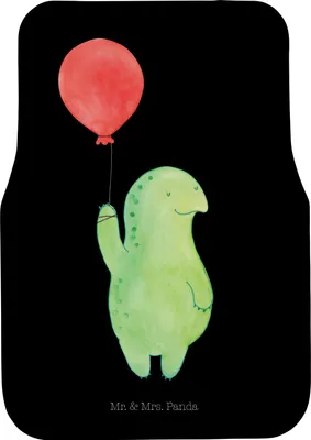 Produktbild von Mr. & Mrs. Panda Fußmatte Fürs Auto Schildkröte Luftballon - Schwarz - Geschenk, Ballon, Motivationsspruch, Auto-Fußmatte, Jahrmarkt, Motivation, Automatte, Autofußmatte