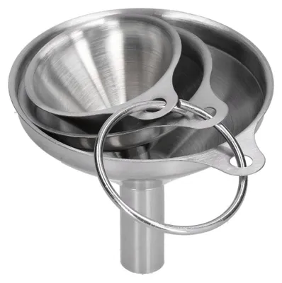 Productafbeelding van RVS-trechterset - 3-delig, geschikt voor het overgieten van vloeistoffen en kruiden - 4,5 cm / 5,5 cm / 7,5 cm