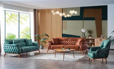 Produktbild von Klassisch Sofagarnitur 3+3+1 Sitzer Chesterfield Relax Sessel Möbel Sofa Neu