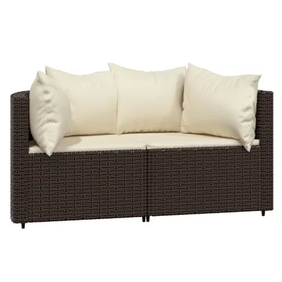 Produktbild von Garten-Ecksofas mit Kissen 2 Stk. Braun Poly Rattan