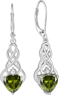 Zdjęcie produktu dla Kolczyki z węzłem celtyckim Infinity Ladies 925 Sterling Silver Peridot Wiszące