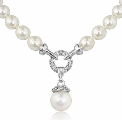 Produktbild von LUISIA Perlen Collier mit großem Anhänger und Premium Kristallen