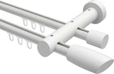 Produktbild von Interdeco Innenlaufstange / Gardinenstange mit Innenlauf Weiß, Typ Talent Etta (Ellipse Schräge), 20 mm Ø 2-läufig, 180 cm