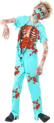 Produktbild von Zombie Arzt Halloween Kostüm Kinder Junge Mädchen Kindergröße: 134-140