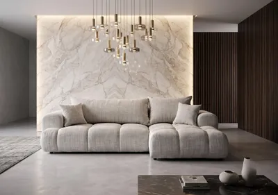 Obrázek produktu pro Rohová pohovka Cloud, rozměry 260x145 cm, s možností rozložení na lůžko | Barva: světle šedá (greige) | Design inspirovaný oblaky | Verze: pravá
