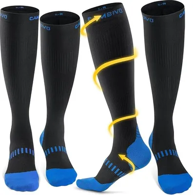 Immagine prodotto di CAMBIVO Calze Compressione Graduata Donna Uomo 2 Paia, Calze Antitrombo 20-30mmHg, Calze Elastiche a Compressione, Gambaletti Compressione, Calze Contenitive per Vene Varicose, Aereo, Sport, Corsa