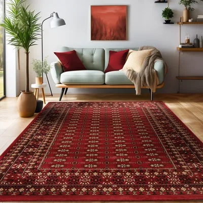 Produktbild von Simpex24 Orientalischer Teppich Wohnzimmer , Schlafzimmer , Esszimmer , Modern Boho Design Teppich , Rot - 5 Größe: 160 x 230 cm