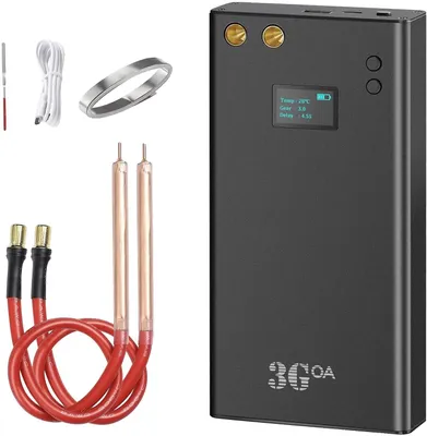 Image de Mini soudeuse par points, écran LCD, fonction batterie externe de 7500 mAh, noire