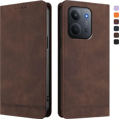 Obrázek produktu pro Pouzdro pro Xiaomi Redmi 15C 5G/4G, retroPolyuretankožené flip pouzdro s stojánkem a přihrádkami na karty Hnědý