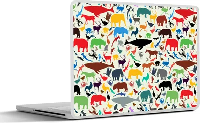 Produktbild von MuchoWow® Laptop Aufkleber Sticker Cover Regenbogen - Tiere - Muster - Kinder 30x22 cm - Laptop-Sticker