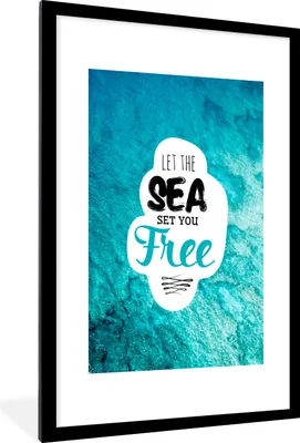 Produktbild von MuchoWow® Gerahmtes Poster Sommer - Zitate - Meer 60x90 cm - Poster mit Schwarzem Bilderrahmen Wandposter Rahmen Foto Bilder - Dekoration - Wandposter Wohnzimmer - Hochwertig