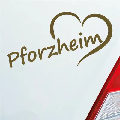 Produktbild von Auto Aufkleber Pfortzheim Herz Stadt City Love Liebe Heimat 16x8 cm Gold Sticker Heckscheibenaufkleber