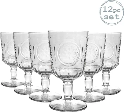 Produktbild von Bormioli Rocco Romantische Weingläser Set - Vintage italienische Cut Glasbecher für Red White Wine - 320ml - Packung mit 12
