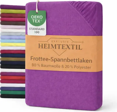 Produktbild von EXKLUSIV HEIMTEXTIL Frottee Spannbettlaken 140 - 160 x 200 cm Lila 80% Baumwolle 20% Polyester    Bed-Sheet Bettlaken Spannbetttuch Topper Leinentuch