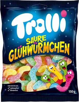 Produktbild von Trolli saure Glühwürmchen gezuckertes und saures Fruchtgummi 150g