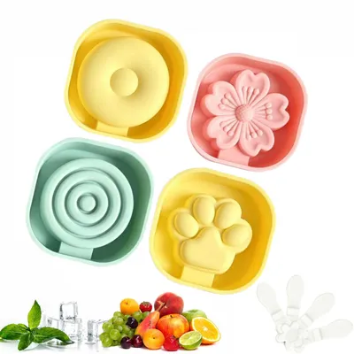 Silikon-Eisformen, 4 Stück, mit Deckel, wiederverwendbar