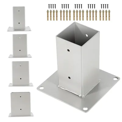 Obrázok produktu pre 4x skrutkovacie puzdro kovová kotva stĺpik podpora pre skrutkovanie na plot podpora puzdro základná doska 80x80mm